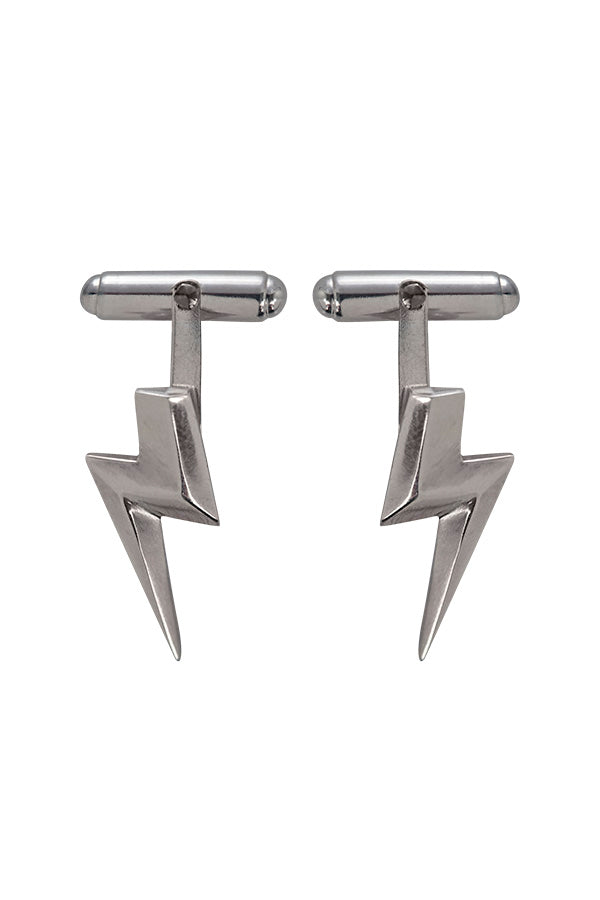 Edge Only 3D Flat Top Lightning Bolt Cufflinks in Sterling Silver