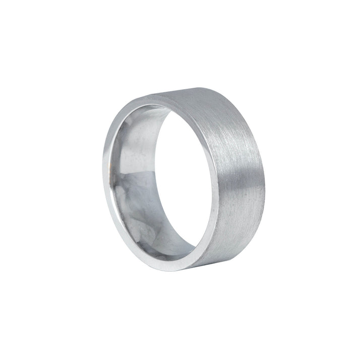 Flat Matt Comfort Fit Band 8mm - Solid 9ct White Gold