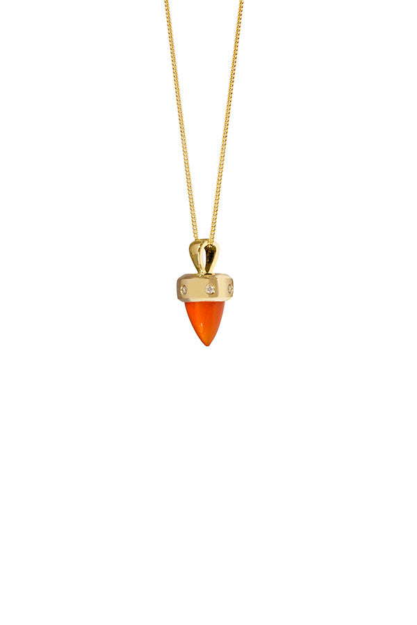 Edge Only Diamond Carnelian Bullet Pendant in 9 carat recycled gold