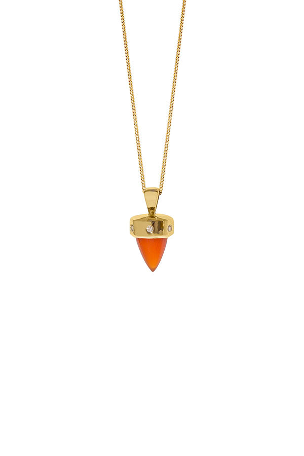 Edge Only Diamond Carnelian Bullet Pendant in 9 carat recycled gold