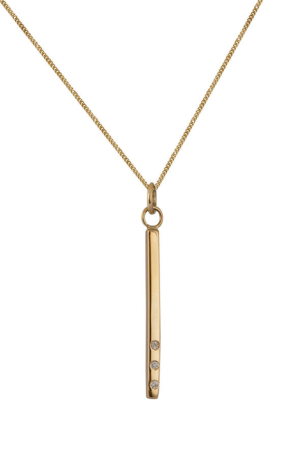 Edge Only 9ct gold Diamond Bar Pendant recycled gold
