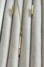 Edge Only 9ct gold Diamond Bar Pendant and Bar Earrings recycled gold