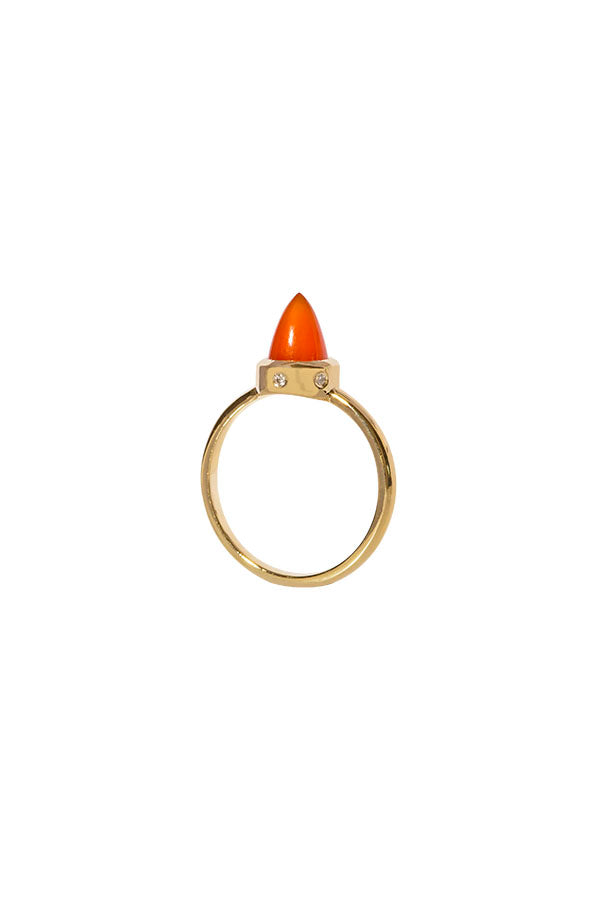 Edge Only Carnelian and Diamond Bullet Ring in 9ct gold