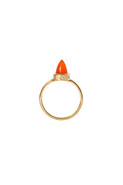Edge Only Carnelian and Diamond Bullet Ring in 9ct gold