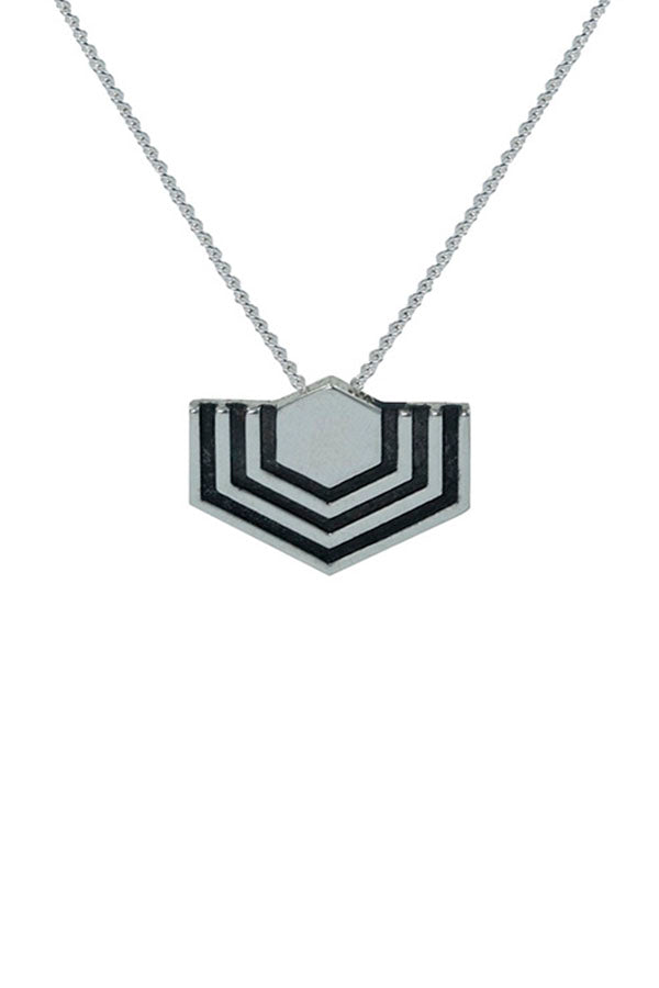 Edge Only Abstract Hexagon pendant black sterling silver