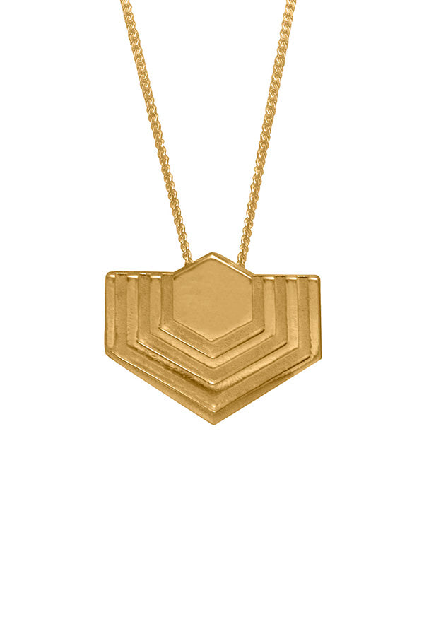 Edge Only Abstract Hexagon Pendant in 18ct gold vermeil EOxLH