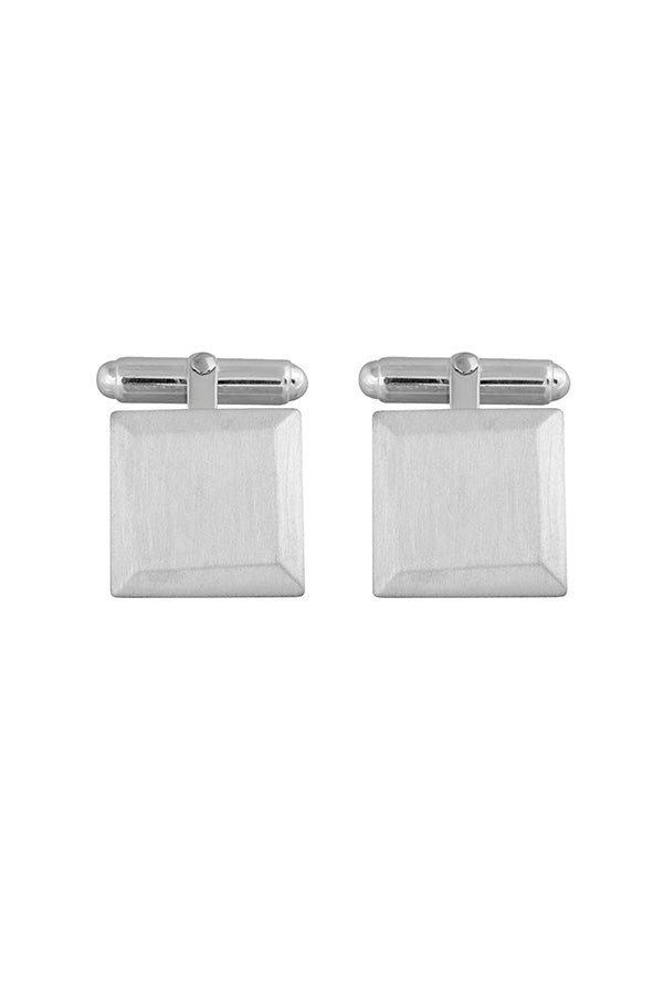 Edge Only Bevelled Square cufflinks matte satin sterling silver. Chamfered edges