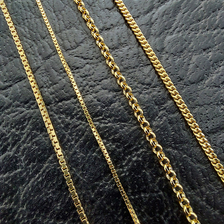  Box 0.90mm, Box 0.60mm, Belcher 1.8mm and Curb Chain 1.3mm.