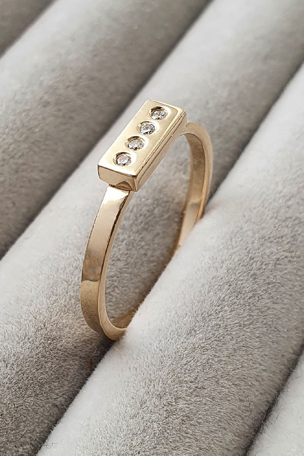 Edge Only Diamond Bar Ring 14ct gold