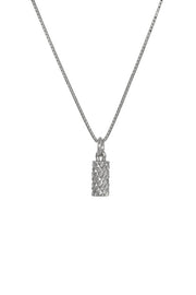 Edge Only Diamond Cut Cyclinder Pendant in recycled sterling silver box chain. 