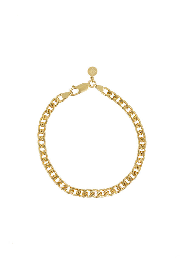 Edge Only Diamond Cut Flat Curb Bracelet in 18 carat gold vermeil