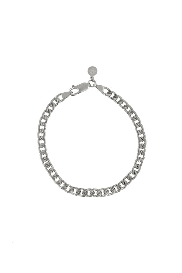 Edge Only Diamond Cut Flat Curb Bracelet in recycled sterling silver