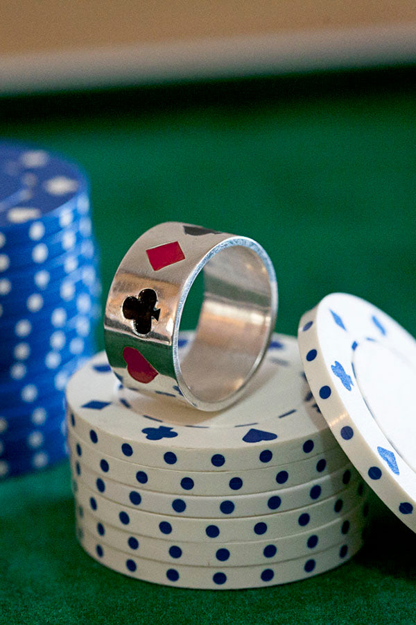 Edge Only Poker Ring Enamelled in Sterling Silver