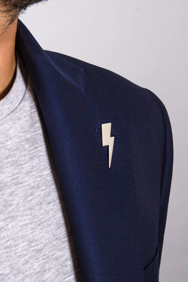 Edge Only Flat Top Lightning Bolt Pin in Sterling Silver