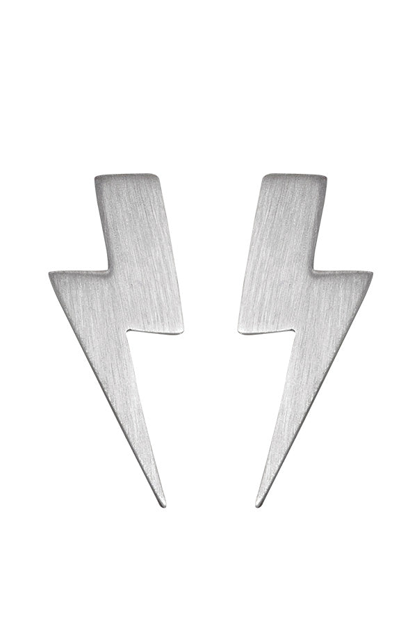 Edge Only Flat Top Lightning Bolt Earrings in matt satin finish recycled sterling silver 
