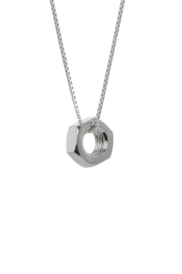 Edge Only Hex Nut Pendant XL in Sterling Silver
