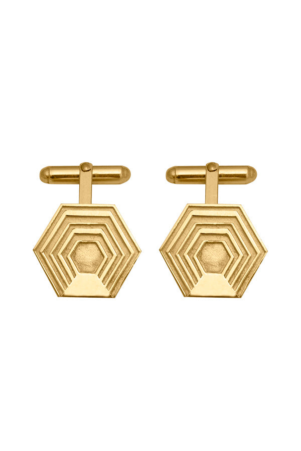 Edge Only Hexagon Cufflinks in 18ct gold vermeil EOxLH