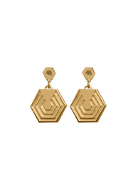 Edge Only Hexagon Drop Earrings in 18ct gold vermeil EOxLH