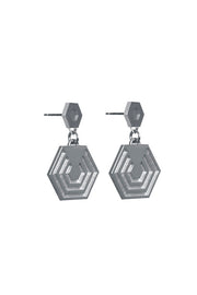 Edge Only Hexagon Drop Earrings in sterling silver EOxLH