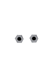 Edge Only hexagon earrings black- oxidised sterling silver