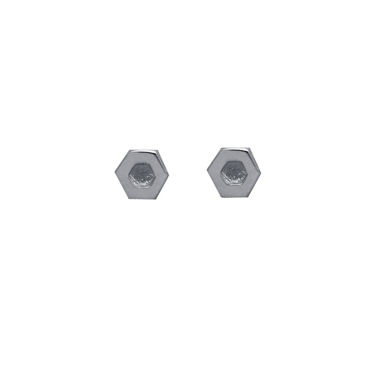 Edge Only Hexagon Earrings in sterling silver