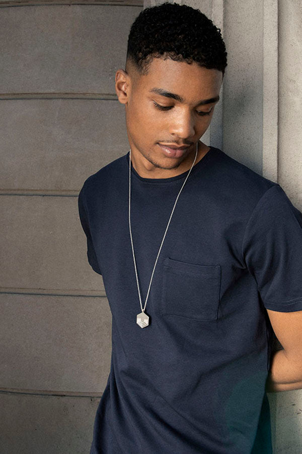 Edge Only Hexagon Pendant Long in sterling silver EOxLH