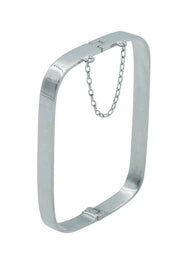 Edge Only Hinged Rectangular Bangle in sterling silver closed with safety chain