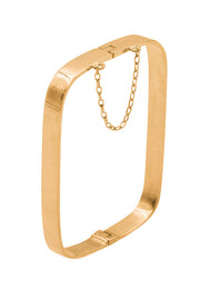Edge Only Hinged Rectangular Bangle in 18ct gold vermeil closed with safety chain