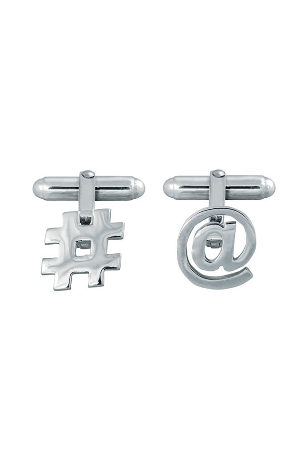 Hashtag and At Symbol Cufflinks in Sterling Silver