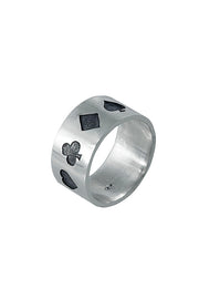 Edge Only Poker Ring Oxidised in Sterling Silver