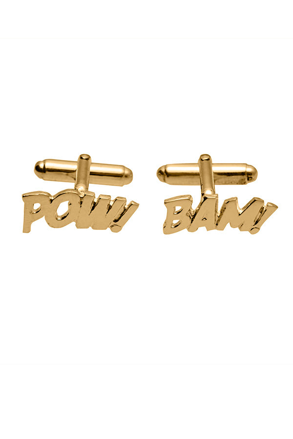 Edge Only POW and BAM Cufflinks in 18ct gold vermeil