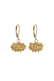 Edge Only POW! and BAM! Drop Earrings in 18ct gold vermeil