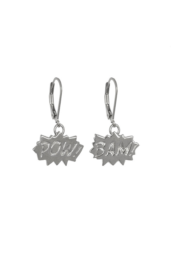 Edge Only POW! and BAM! Drop Earrings in recycled sterling silver