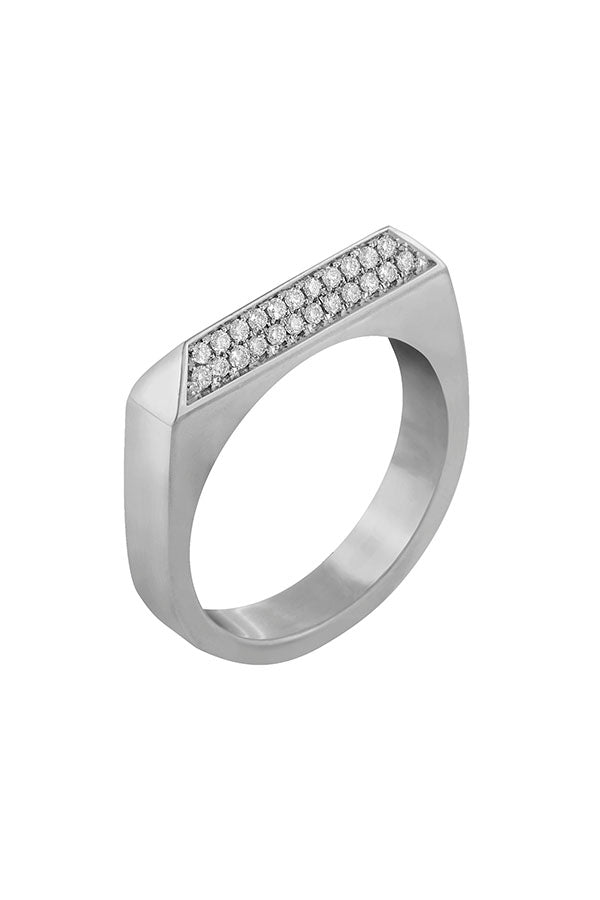 Edge Only Double Diamond Rooftop Ring in Platinum