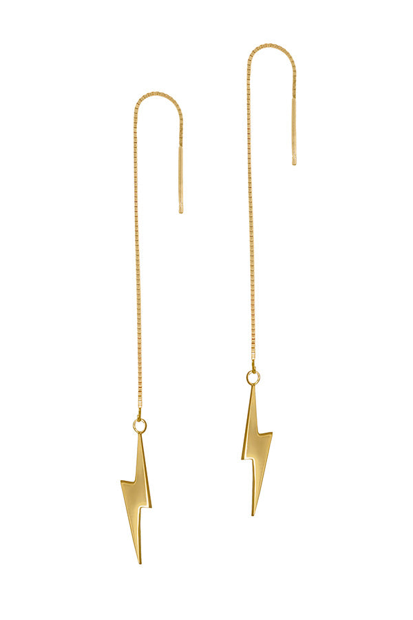 Edge Only Pointed Lightning Bolt Threader Earrings in 18ct gold vermeil