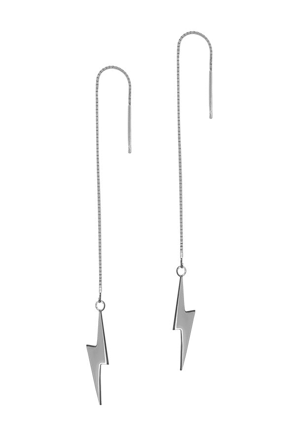 Edge Only Pointed Lightning Bolt Threader Earrings in recycled sterling silver