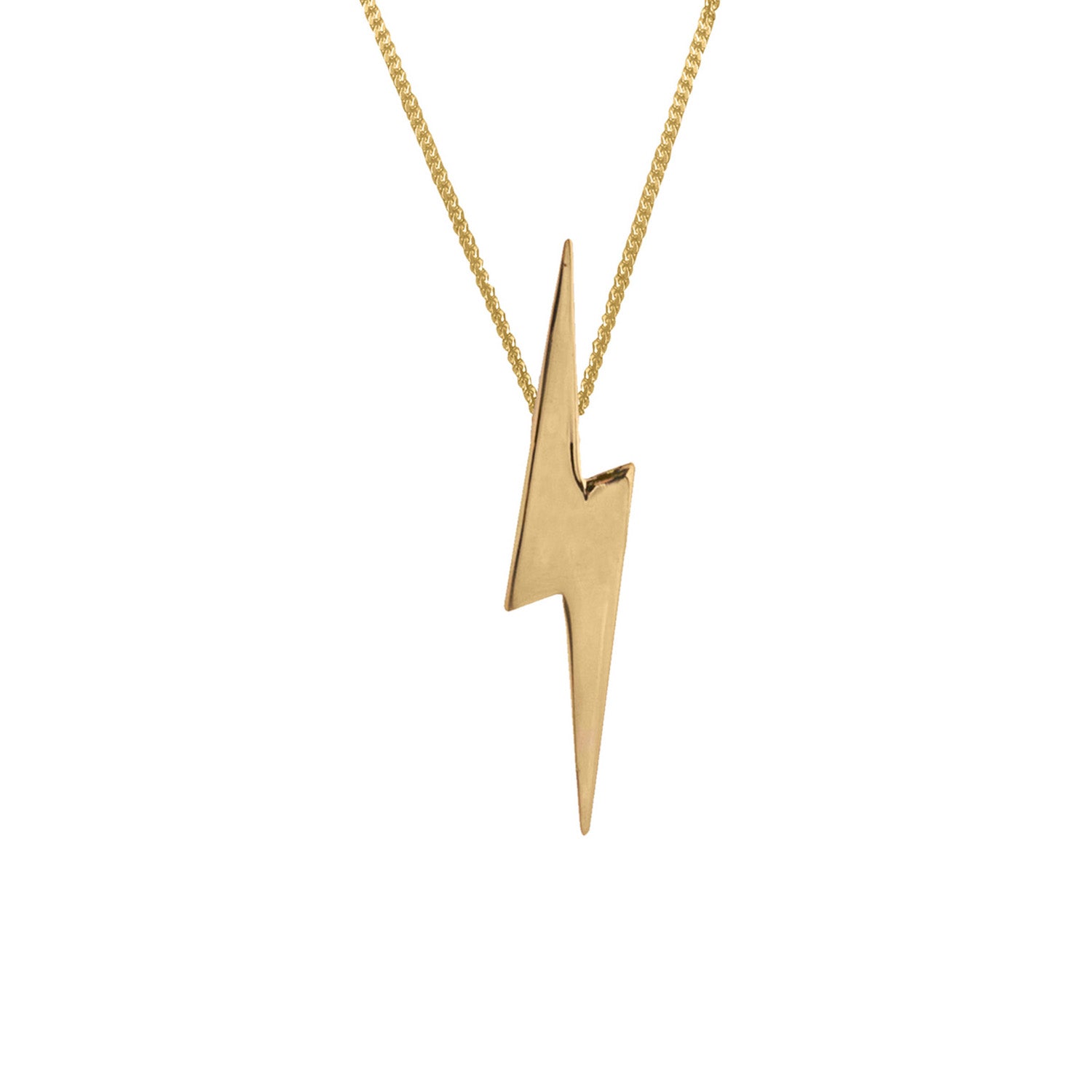 Edge Only Pointed Lightning Bolt Pendant in 18ct gold vermeil