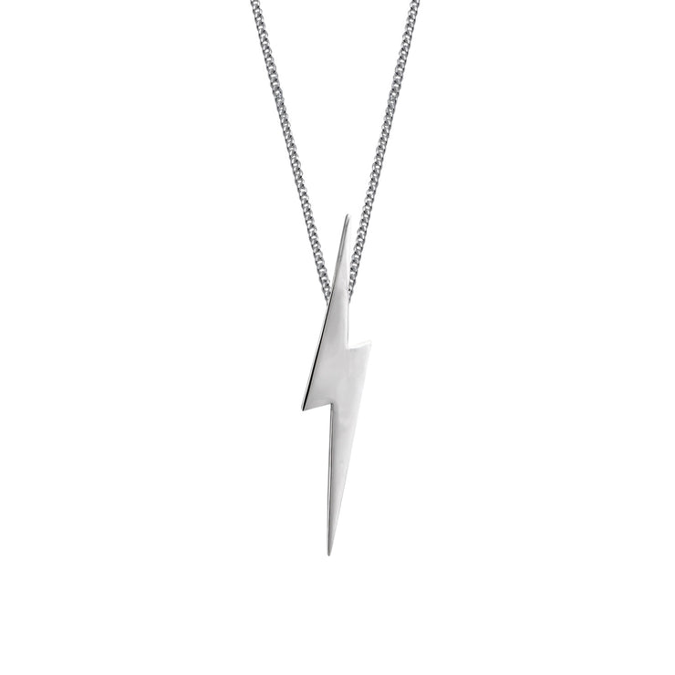 Edge Only Pointed Lightning Bolt Pendant Long in sterling silver
