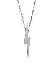 Edge Only Pointed Lightning Bolt Pendant in matte satin finish sterling silver