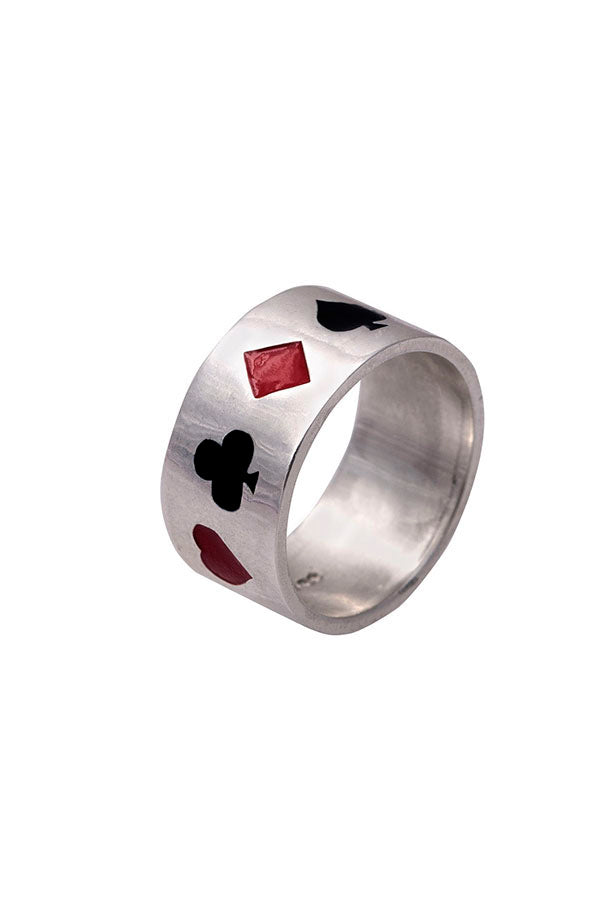 Edge Only Poker Ring Enamelled in Sterling Silver