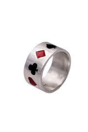 Edge Only Poker Ring Enamelled in Sterling Silver