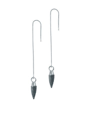 Edge Only Spiral Drop Ear Threaders oxidised black sterling silver
