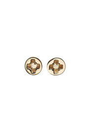 Edge Only mini Cross-head screw earrings in solid 100% recycled 14 carat gold 