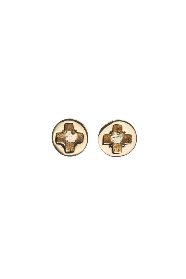 Edge Only mini Cross-head screw earrings in solid 100% recycled 14 carat gold 