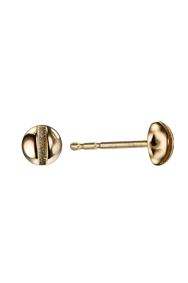 Edge Only Mini Flat-head Screw Earrings in solid 14 carat recycled gold. side view