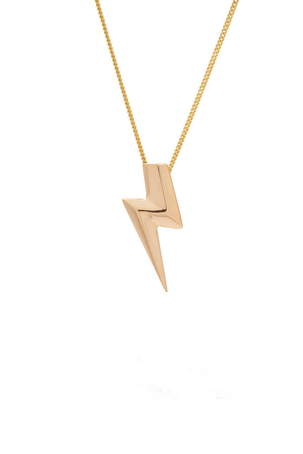 Edge Only Mini 3D Flat Top Lightning Bolt Pendant in solid 14 carat recycled gold