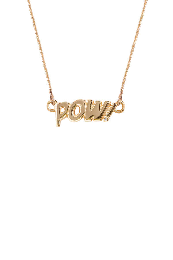 Edge Only POW! Letters Necklace 14 carat recycled gold with diamond
