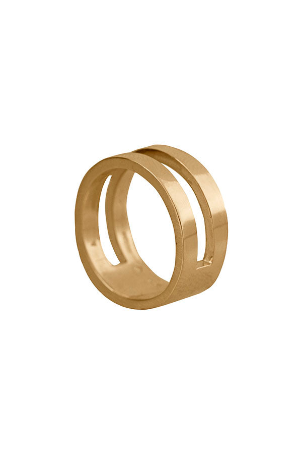 Edge Only solid 14 carat gold Parallel Ring. 100% recycled 14ct gold