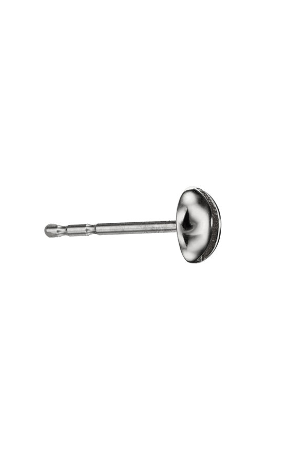 Edge Only Mini Flat-head Screw Earring in solid 14 carat recycled white gold. Rhodium Plated. Side view