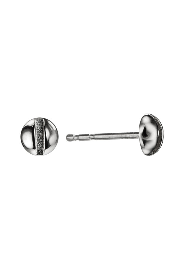 Edge Only Mini Flat-head Screw Earrings in solid 14 carat recycled white gold. Rhodium Plated. Side view